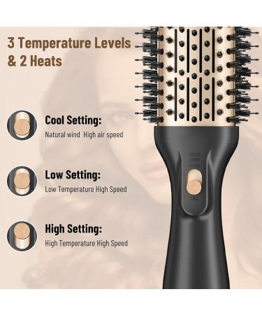 Bizcasa 1200W 4-in-1 Hot Air Brush - Professional Round Brush for Effortless Hairstyles | 3 Temperatures & 2 Wind Strengths | Ions Hair Dryer Black - Buy Online on GoSupps.com