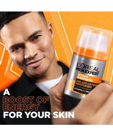L Or al Paris Men Expert Anti Fatigue Daily Moisturizer for Men with Vitamin C & Protein 24HR Non Greasy Hydration For Dry and Dull Skin Reduces look of fine lines & dark circles Hydra Energetic 50ml Hydra Energetic Cream 48mL - Buy Online on GoSupps.com