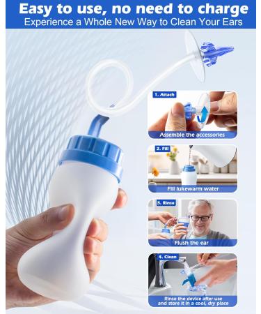 MAOEVER Ear Wax Removal Kit, Squeezable Silicone Ear Cleaner with a Folding Pot for Waste Water Recycling, Gentle & Effective Ear Irrigation Tool for Safe at-Home Use (Blue) - Buy Online on GoSupps.com