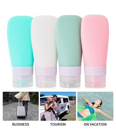 Leak Proof Silicone Travel Bottles Set - 4 Pack 2oz Squeezable Toiletry Containers for Shampoo, Lotion, Soap - Refillable & Portable - Buy Online on GoSupps.com
