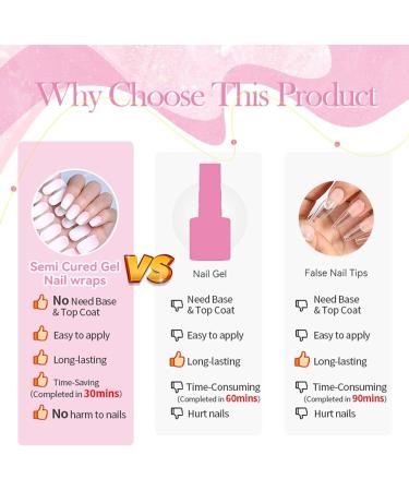 Semi Cured Gel Nail Strips - Self-Adhesive French Tip Manicure Wraps for Long Lasting Results - UV/LED Lamp Required - Buy Online on GoSupps.com