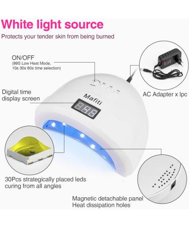 Professional 48W UV LED Nail Lamp Dryer with 4 Timers - Portable Gel Nail Polish Light for Salon & Home - White - Buy Online on GoSupps.com