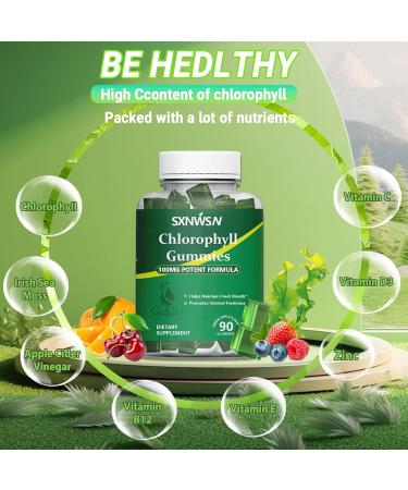 SXNWSN Chlorophyll Gummies(Green Apple Flavored) - Fresh Breath Immune & Digestive Support Super Green Complex with Sea Moss ACV Elderberry Echinacea | 90 Chews - Buy Online on GoSupps.com