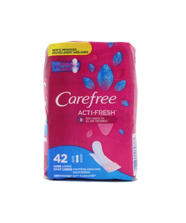 Carefree Acti-Fresh Body Shape Pantiliners Long To Go Unscented - 42 Liners Pack of 3 (Packaging May Vary)