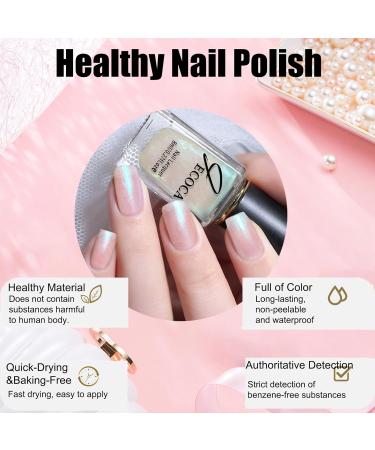 White Pearl Glitter Nail Polish - Chrome Nail Varnish Aurora White Nail Polish Gel Nail Pearlescent Shell Nail Polish Quick Dry No UV Needed(8ml) Pearl Shell - 02 - Buy Online on GoSupps.com