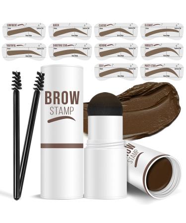 Cilrofelr Eyebrow Stamp and Stencil Kit One Step Eyebrow Stamp and Shaping Kit with 10 Eyebrow Stencils Brow Stamp Kit Taupe Long Lasting Waterproof and Smudge-proof