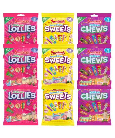 Sweet Bundle With Swizzels Scrumptious Sweets 173g x3 Swizzels Luscious Lollies 176g x3 and Swizzels Curious Chews 171g x3 (9 Pack) - Buy Online on GoSupps.com