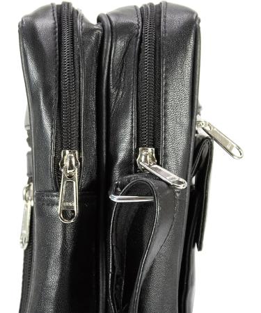 Paul Walter Genuine Leather Black Crossbody Shoulder Bag - Unisex Travel Kit Handbag - Buy Online on GoSupps.com