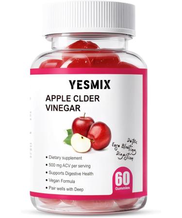 YESMIX Apple Cider Vinegar Gummies - with Vitamin B12 - Non-GMO - Gluten-Free - Apple Flavor Gummies for Adults (60 Count) - Buy Online on GoSupps.com