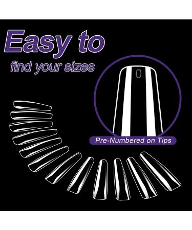 Infilila Coffin Nails Tip 240PCS XL Press on Nails Clear Full Cover Acrylic Ballerina Fake Nails - Nail Salon Art Kit - Buy Online on GoSupps.com
