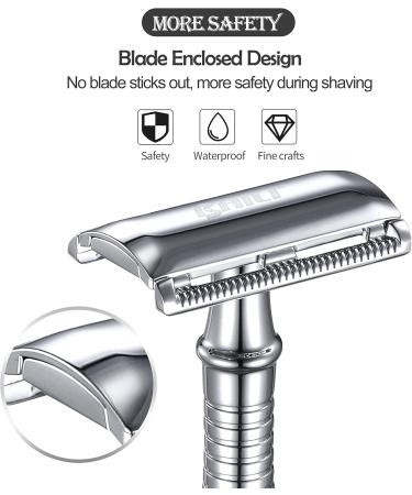 Baili BD191C Double-Sided Safety Razor - Rust-Free Reusable Manual Razor with Long Grip for Her - Long Handle Silver BR191T - Buy Online on GoSupps.com