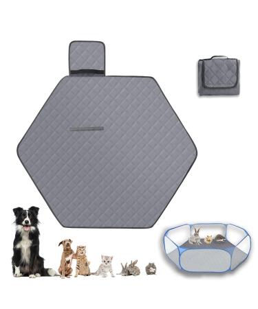 Zhilishu Hexagon Washable Liner for Small Animal Playpen, Portable Reusable Guinea Pig Playpen Pad Hamster Cage Pee Pad Super Absorbent Indoor Waterproof Anti-Slip for Rabbit Bunny Grey-47Inch ( Pad Only )