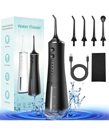 Water Dental Flosser Cordless for Teeth Cleaning Professional - 4 Modes Oral Irrigator 300ML Rechargeable Portable IPX7 Waterproof Powerful Battery for Home Travel