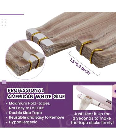 LAAVOO Tape In Extensions - Real Hair Blond 40cm | Remy Tape Extensions #P18/613 | 50g 20PCs - Buy Online on GoSupps.com