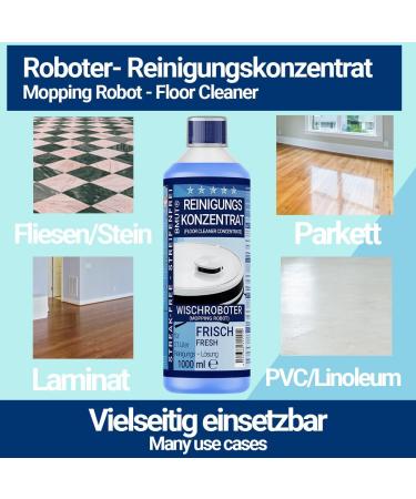 6x 1000ml Wiping Robot Cleaning Agent Concentrate | Extra Fresh Fragrance | Strip-Free & Foam Arm + Dosing Cup | 6L Soil Cleaner for Effective Cleaning | International Shipping Available - Buy Online on GoSupps.com