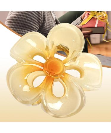 Nubamzy Flower Clips for Hair - Acrylic Strong Hold Hair Clip - Hair Styling Accessories Non-Slip Hair Clips Womens Hair Barrettes for Woman and Girls Yellow - Buy Online on GoSupps.com