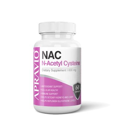 APRAVIO NAC Supplement (N-Acetyl Cysteine) 600 mg Antioxidant Support Immune Support Kidney & Liver Health 60 Capsules
