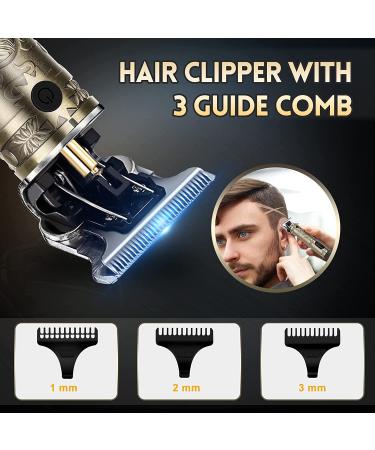 Professional T-Blade Cordless Hair Trimmer for Men - Zero Gap Electric Beard & Hair Clippers Kit with LCD Display - Rechargeable & Gold - Perfect Gifts for Men - Buy Online on GoSupps.com