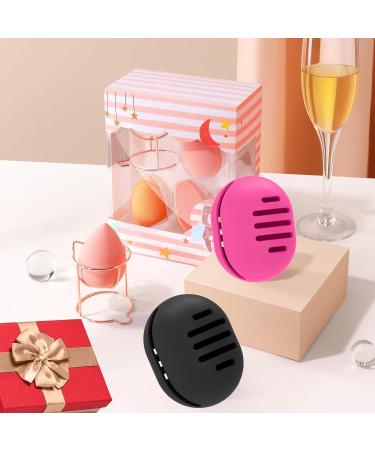 Fauxomor Makeup Sponge Holder - 2 Pack Breathable Ultra-Soft Silicone Beauty Blender Travel Case - Black & Rose Red - Buy Online on GoSupps.com