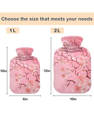 NAANLE 2L Transparent Hot Water Bottle - Japanese Cherry Blossom Design for Menstrual Cramps & Pain Relief | Ideal Heat & Cold Therapy - Buy Online on GoSupps.com