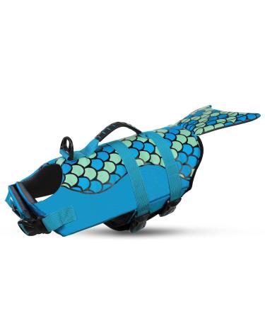 Cit toile dogs swimming jar life jacket for small medium and large dogs dog lifeguard vest with mermaid tail glau l l mermaid-blue
