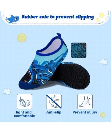 Kids Beach Swim Water Shoes | Non-Slip Aqua Socks for Boys & Girls | Quick Dry Barefoot for Pool, Surfing, Yoga | Big Shark Design | UK 5.5/6 Child - Buy Online on GoSupps.com