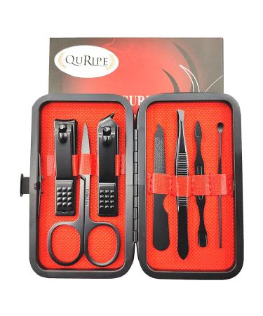 QURIPE 7pcs Manicure Set - Stainless Steel Nail Clippers Kit for Travel - Luxury Grooming Gift in Black Case - Buy Online on GoSupps.com