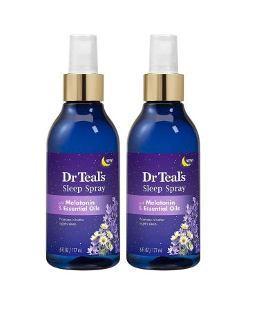 Dr. Teal's Sleep Spray with Melatonin & Essential Oils Gift Set (2 Pack 6 fl oz ea.) - Nighttime Therapy Formula with Chamomile & Lavender - Ease Sore Muscles While Promoting a Better Nights Sleep