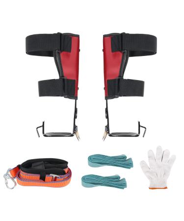 Tree climbing equipment tree climbing tool rice iron with safety belts stainless steel tree steel tree climbing trees artifact non -slip climbing spike set for forest camping fruit harvest (red)