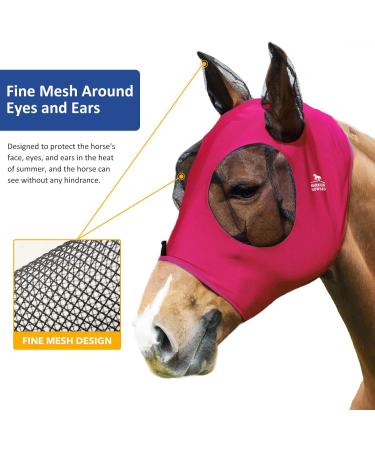 Harrison Howard Extra Full Fly Mask - Stretch Breathable UV Protection Ventilating Ear Protection - Rose Pink - Buy Online on GoSupps.com