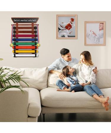 TIPSYTREE Karate Belt Display Rack with Handwritable Blackboard - 8 Belt Taekwondo & BJJ Holder for Personalized DIY Board | Kids Martial Arts Belt Display - Buy Online on GoSupps.com