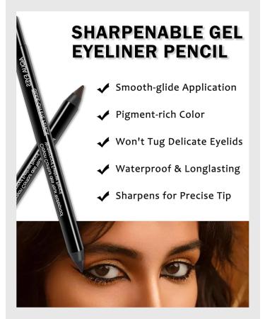  Lestpola Black gel eyeliner 1 matte gel eyeliner pencil long-lasting cream eyeliner pencil with sharpener smooth waterproof creamy kohl pencil for women - Buy Online on GoSupps.com