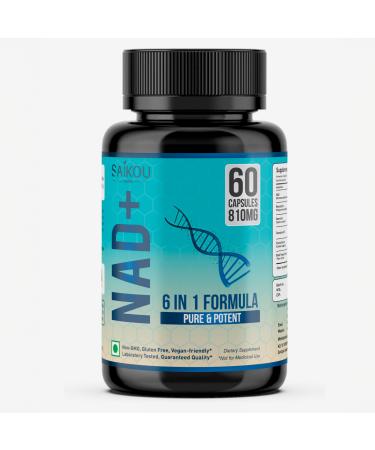 SAIKOU HERBS NAD+ Supplement 810mg with Nicotinamide Adenine Dinucleotide Resveratrol Quercetin Coenzyme Q10 Fisetin and Black Pepper - Healthy Aging - High Absorption - 60 Capsules