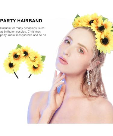 Minkissy Sunflower Headband Flower Headband Mexican Day Of The Dead Floral Crown Festival Headpiece For Women Girls Yellow - Buy Online on GoSupps.com