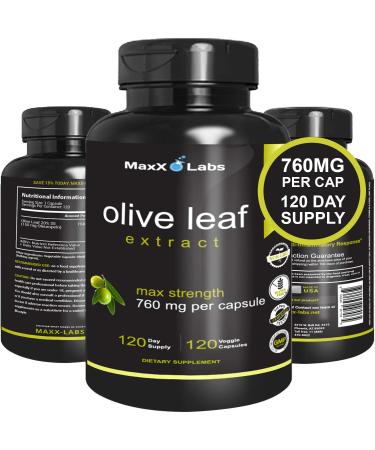 Best Olive Leaf Extract 750mg/120 Capsules - Super Strength Oleuropein Nature's Way to Support Immune System, Blood Pressure & Cardiovascular Health - Premium OLE Antioxidant Supplement Pills