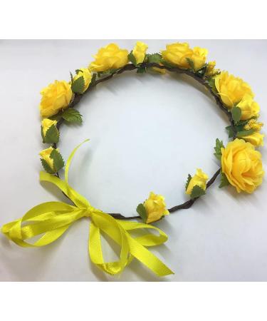 Yellow Roses Flower Crown Headpiece for Girls - Boho Wedding Bridal Accessory - Buy Online on GoSupps.com