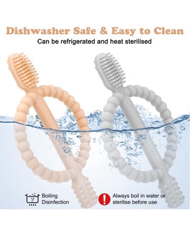 Buy BPA-Free Baby Biting Toys - 2 Pack Silicone Teething Rings for 3+ Months - Peach Powder & Gray - Soothing Gum Massage - Buy Online on GoSupps.com