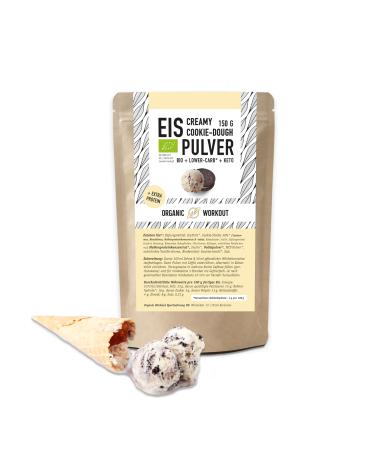 Lower -Carb* Cookie Dough Eis Mix - creamy ice cream sunk with erythritus organic without sugar additive 2.5 g usable carbohydrates - keto without maltit - gluten -free bio - 150 g organic workout