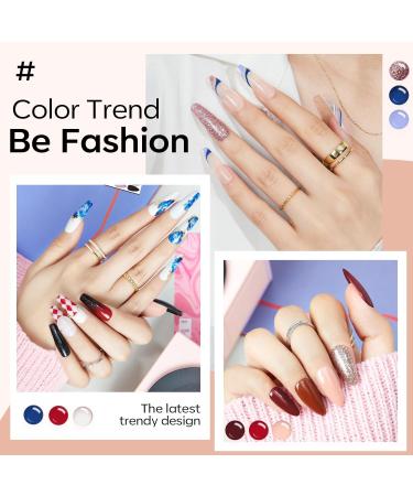 Modelones Gel Nail Polish Kit 20 Colors Nude Gel Polish Set White Glitter Pink Navy Blue Chameleon with Glitter Glossy&Matte Top Base Coat Nails Art Starter Manicure Home DIY Gifts Pink Blue - Buy Online on GoSupps.com