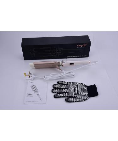 CkeyiN 3 Barrel Hair Waver Curling Iron with LCD - Professional Ceramic Tourmaline Curling Wand - 22mm Hair Crimpers - 16 Temperature Control Displays - for All Hair Types - Gold - Buy Online on GoSupps.com