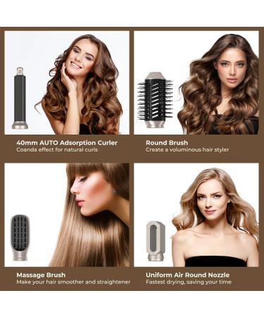 6 in 1 Air Styler & Hot Air Brush - Gold Hair Dryer Brush & Thermal Styling Appliances for Effortless Hair Care - Buy Online on GoSupps.com