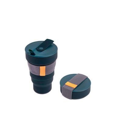 HuNu Collapsible Coffee Cup with Lid & Straw - Reusable & Microwave Safe Silicone Collapsible Cup, Foldable Cup, Portable Coffee Travel Mug/Camping Cup - Collapsible Cups Traveling 20OZ (Ocean Teal) Ocean 20 OZ