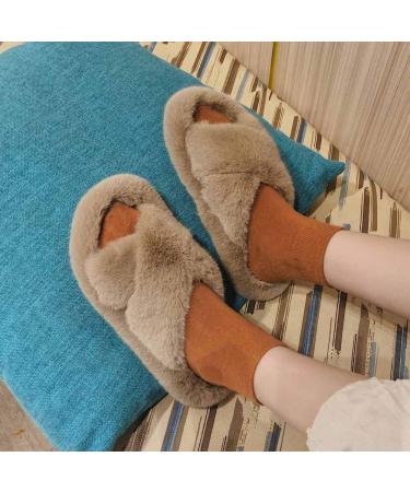 Fluffy Sliders Womens Furry and Fluffy Slippers for Women Indoor Slippers Autumn Winter Plush Flat Shoes for Women House Slippers for Indoor Outdoor Fashion Sandals (B 25CM) (A 25CM) - Buy Online on GoSupps.com