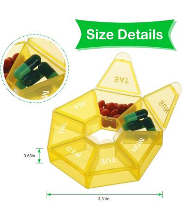 2 Pack Portable Travel Pill Box - Weekly Organizer for Vitamins & Supplements (Yellow/Blue) - Ideal for Travel - Buy Online on GoSupps.com