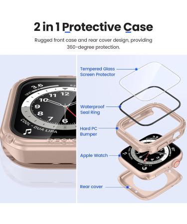 Goton 2 in 1 Waterproof Rugged Case for Apple Watch 40mm Series 6/5/4/SE - Rose Gold | 360 Protective Glass Face Cover & Bumper for iWatch Accessories - Buy Online on GoSupps.com