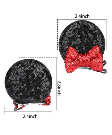 Mickey Mouse Ears Minnie Sequin Hair Clips - Set of 4 | Hair Accessories for Women, Girls, Kids | Pink Red | Mommy approved! - Buy Online on GoSupps.com
