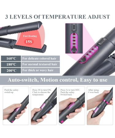 Buy Cordless 2-in-1 Hair Straightener & Curler | Portable Mini Ceramic Flat Iron | 5000mAh USB-C Rechargeable | Quick Heat Travel-Friendly Tool - Gray - Buy Online on GoSupps.com