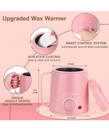 Yovanpur Mini Waxing Kit - Portable Hard Wax Warmer for Hair Removal with 14oz Beads - Brazilian Bikini Wax Kit for Women - At-Home Hair Removal in Pink - Buy Online on GoSupps.com