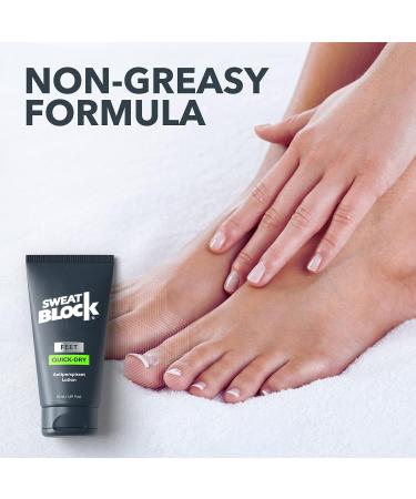 SweatBlock Quick-Dry Lotion for Sweaty Feet - Hyperhidrosis Treatment & Odor Control | Dermatologist Tested for Maximum Protection | Unisex | 1.69 oz - Buy Online on GoSupps.com