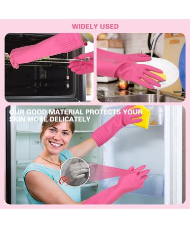 COMNICO 15-inch Extra Long Rubber Cleaning Gloves - Waterproof Non-Slip Reusable for Kitchen & Bathroom - Dishwashing, Bleaching - 1 Pair (Red or Green) - Grippy Latex Supplies - Buy Online on GoSupps.com